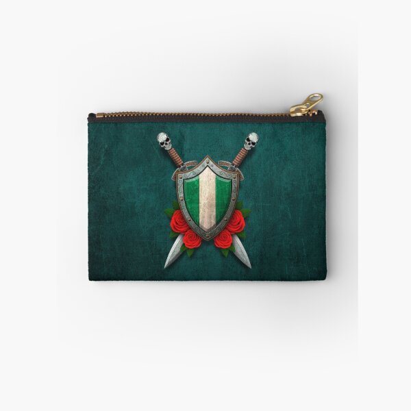 Item preview, Nigerian Flag on a Worn Shield and Crossed Swords designed and sold by JeffBartels.