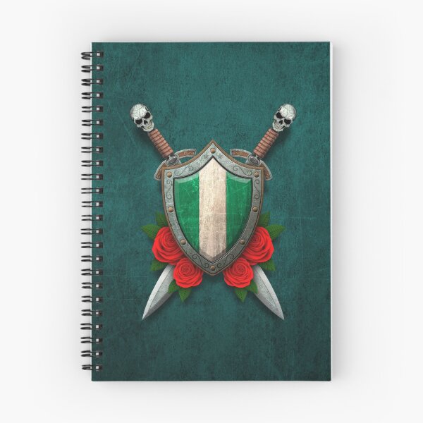 Item preview, Nigerian Flag on a Worn Shield and Crossed Swords designed and sold by JeffBartels.