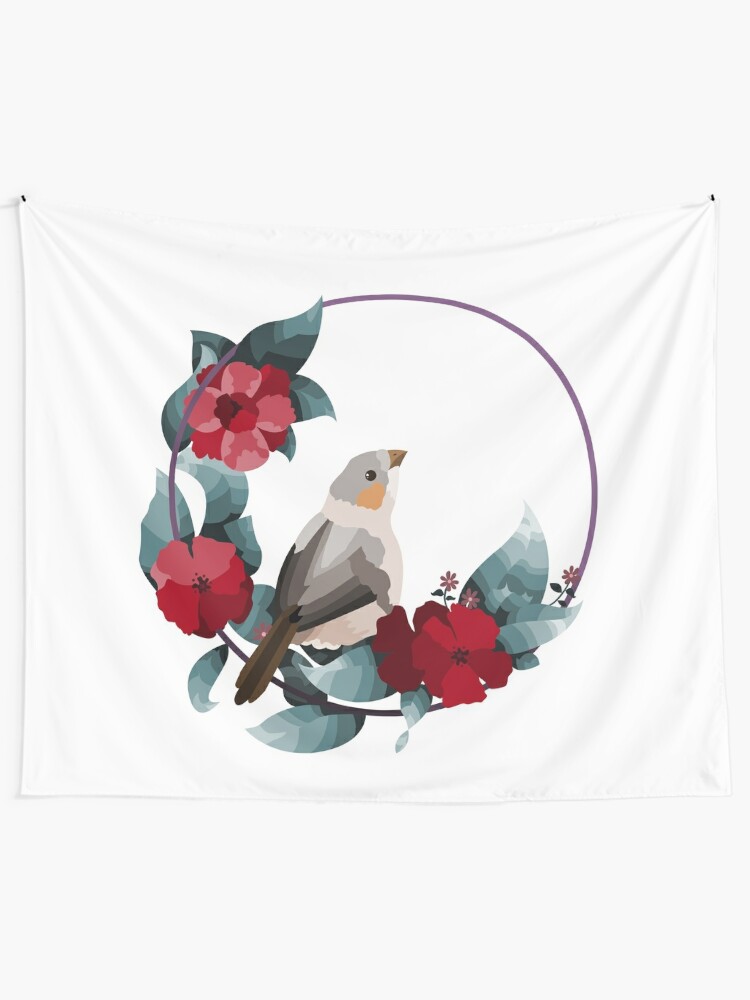 Tela decorativa «Pico pájaro dentro del círculo con flores rojas» de  Toto-Hello | Redbubble