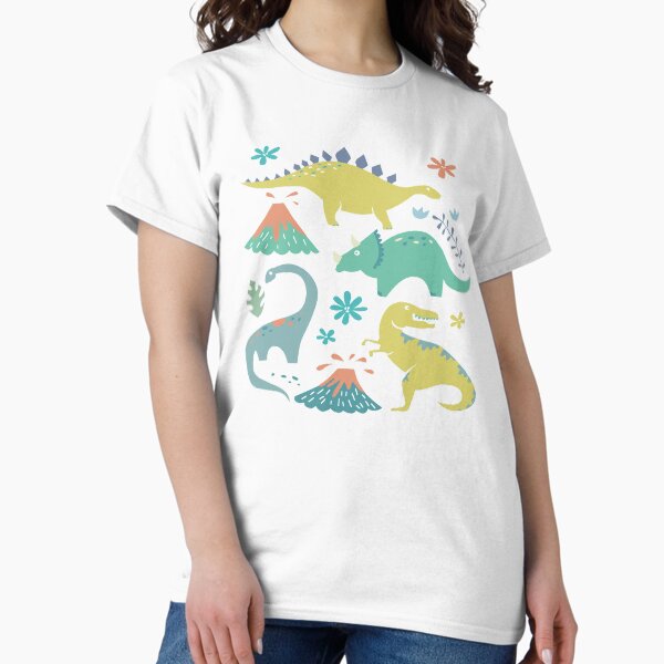 Item preview, Dinosaure kawaii en turquoise, jaune, corail designed and sold by latheandquill.