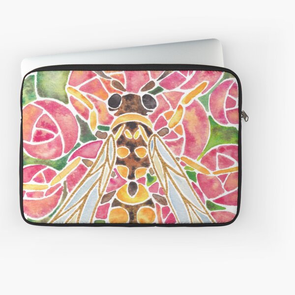 Watercolor Wasp Illustration Laptop Sleeve