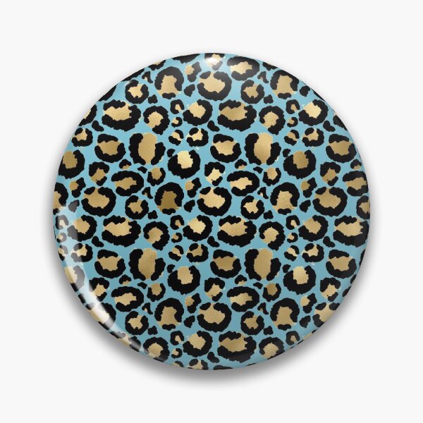 Item preview, Blue Turquoise Gold Metallic Leopard Print Fur Spots designed and sold by ColorFlowArt.