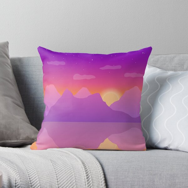 Mountain Range Sunset Throw Pillow