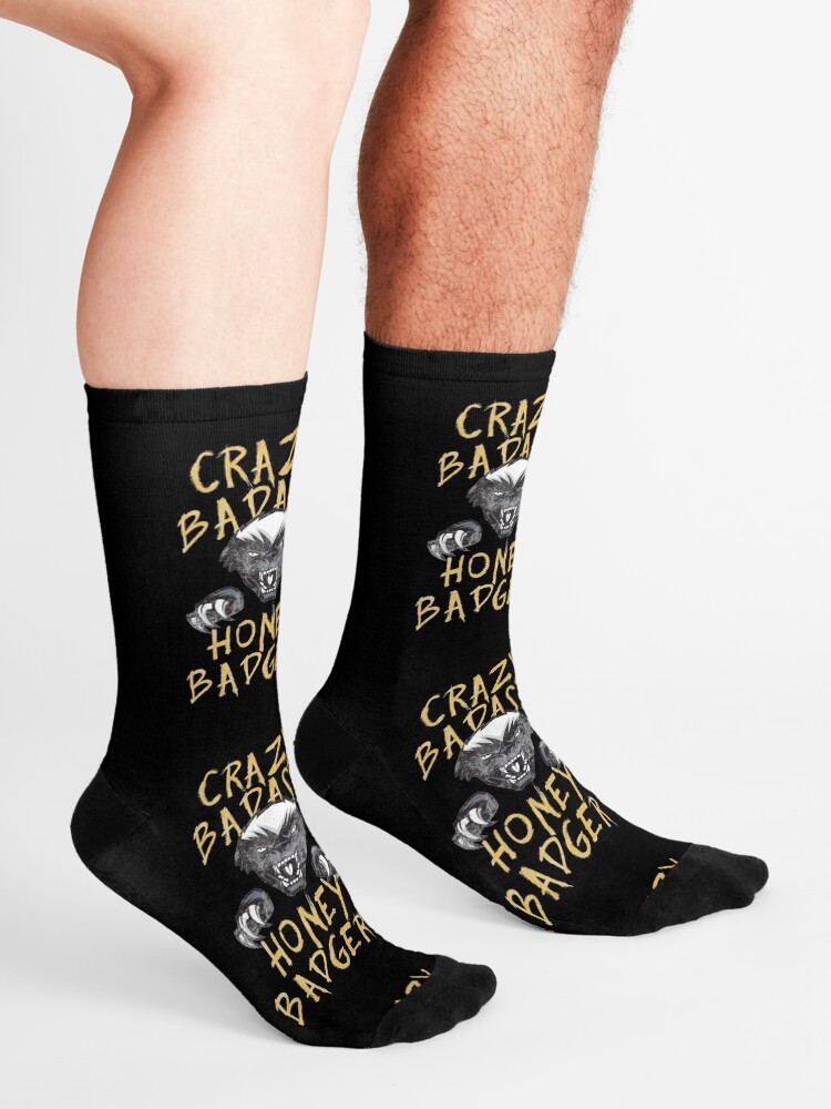 Alternate view of Honey Badger Crazy Badass Honey Badger Dont Care Graphic Design Socks
