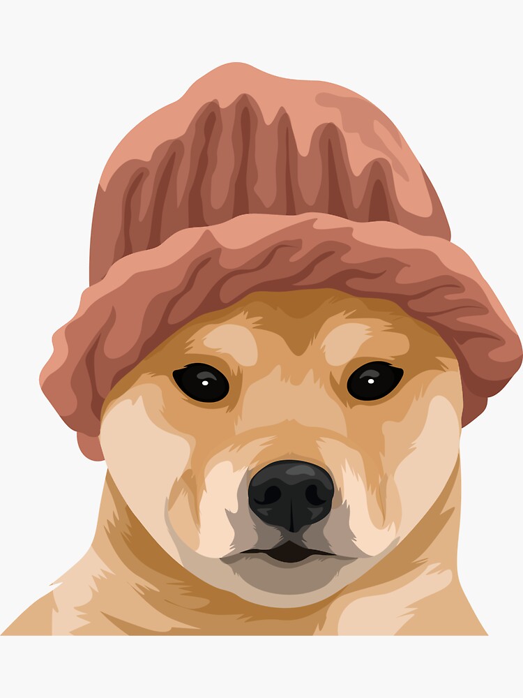 Thumbnail 3 of 3, Sticker, Dog With Hat designed and sold by chonkyanimals.