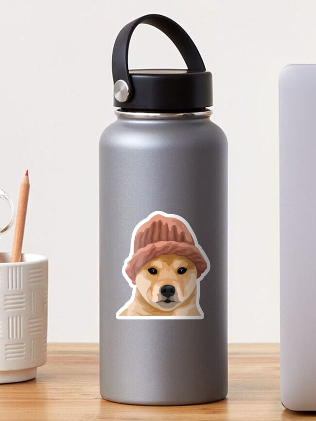 Thumbnail 1 of 3, Sticker, Dog With Hat designed and sold by chonkyanimals.