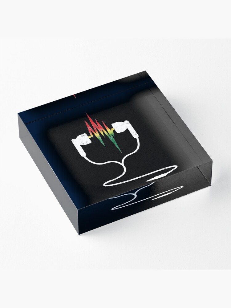 Alternate view of Rasta Reggae Ethiopian Flag Earphones And Music Wave Acrylic Block