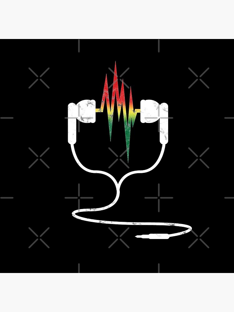 Rasta Reggae Ethiopian Flag Earphones And Music Wave by thespottydogg