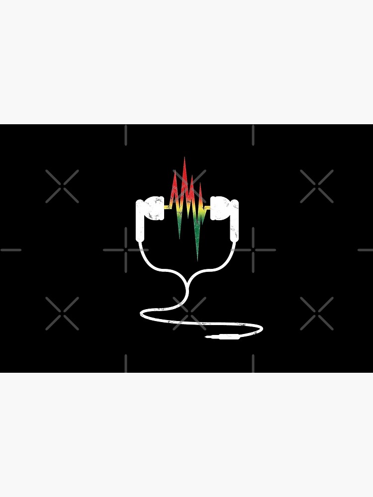 Rasta Reggae Ethiopian Flag Earphones And Music Wave by thespottydogg