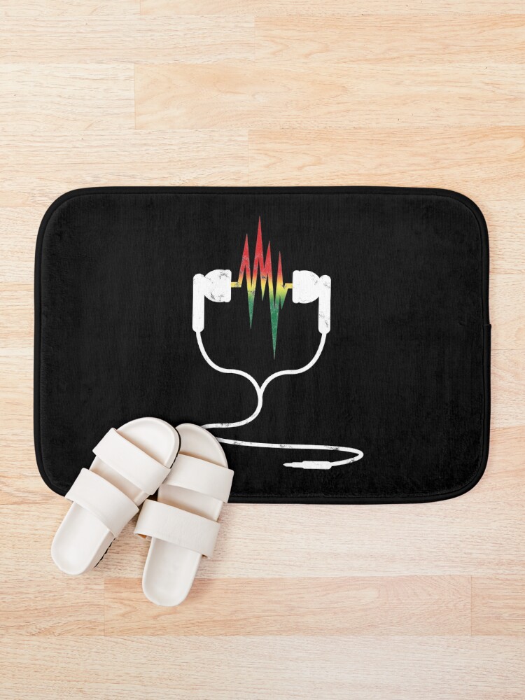 Alternate view of Rasta Reggae Ethiopian Flag Earphones And Music Wave Bath Mat