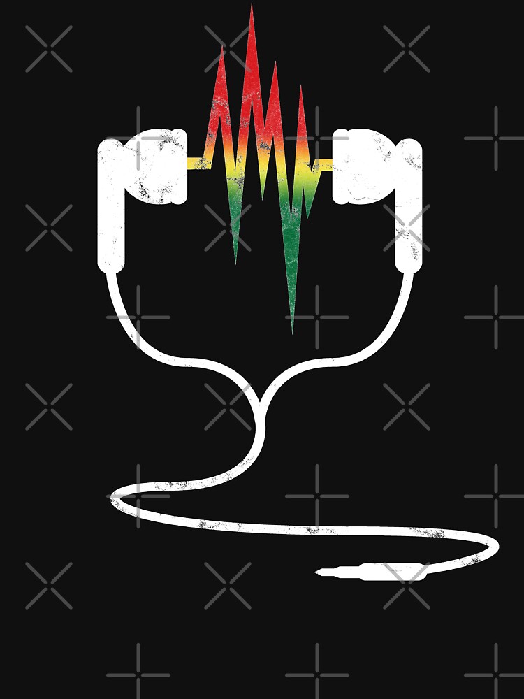 Rasta Reggae Ethiopian Flag Earphones And Music Wave by thespottydogg