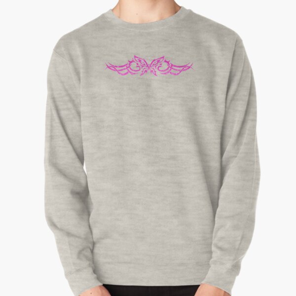 pink y2k tribal butterfly tramp stamp Pullover Sweatshirt
