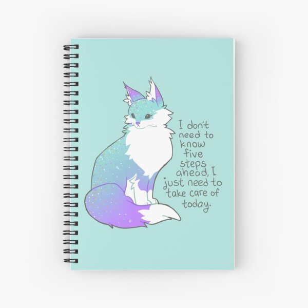 "I just need to take care of today" Soft Teal Maine Coon Cat Spiral Notebook