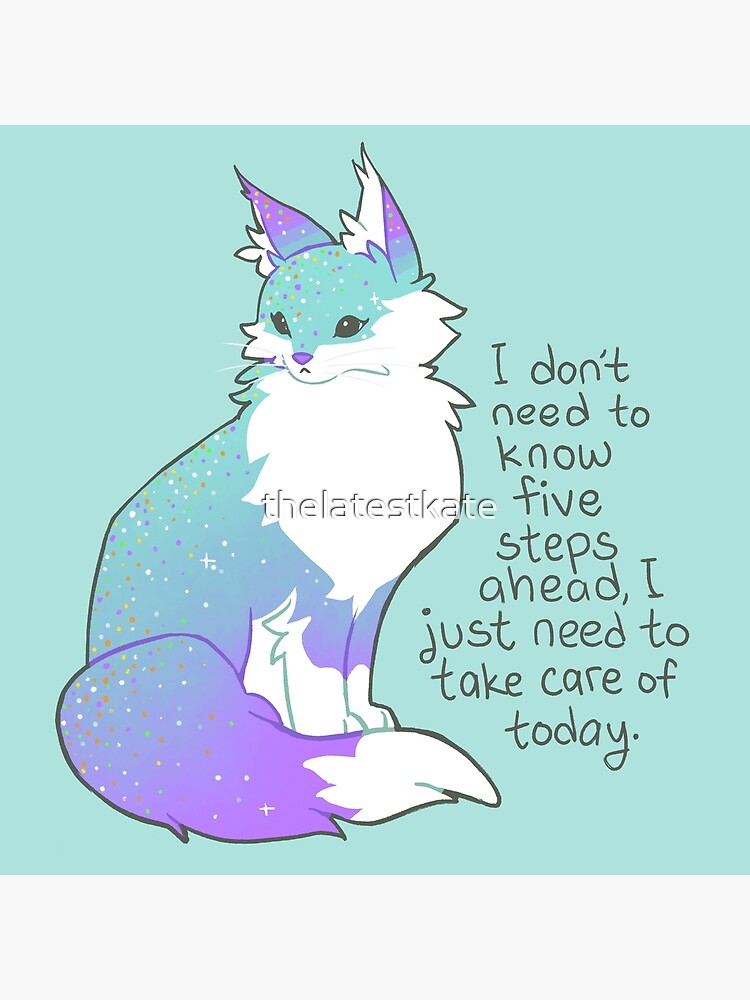 Disover "I just need to take care of today" Soft Teal Maine Coon Cat Premium Matte Vertical Poster