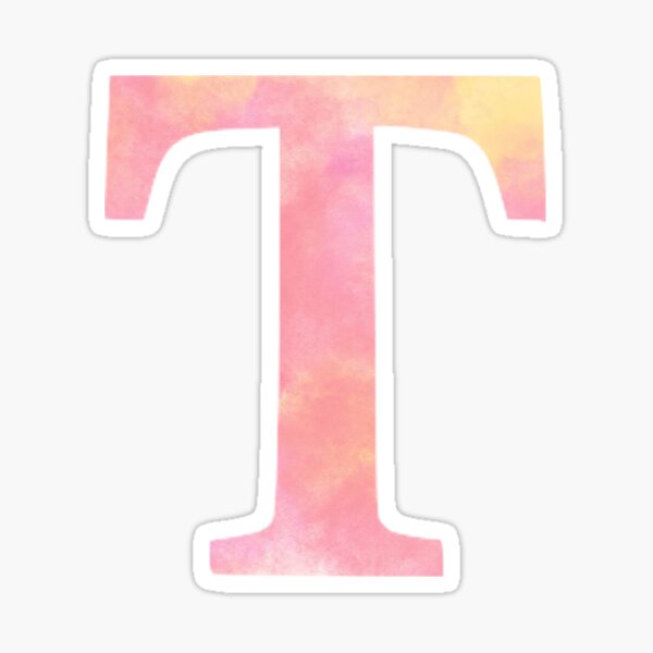 The Letter T Orange and Pink Design Sticker for Sale by Claire Andrews