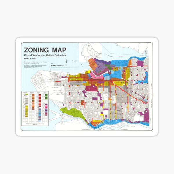 Vancouver Zoning Map, 1990 Sticker