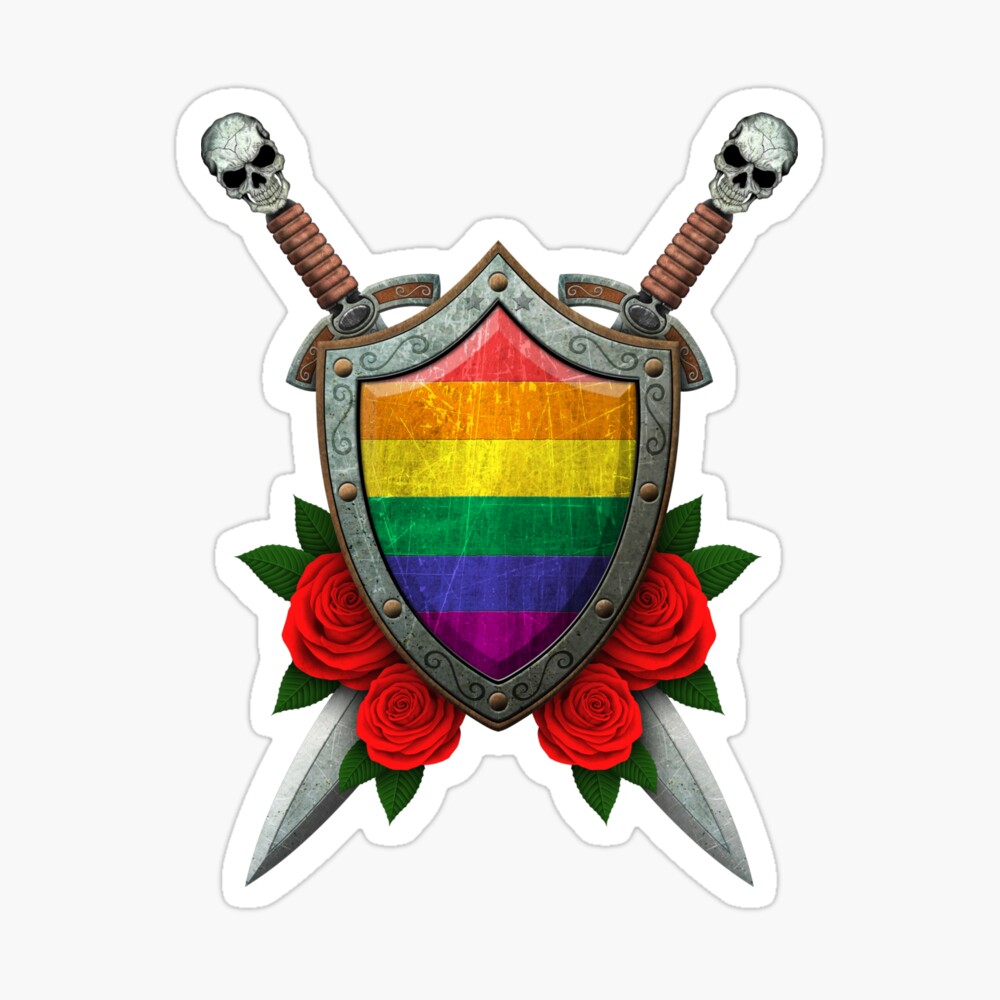 gay men flag with sword