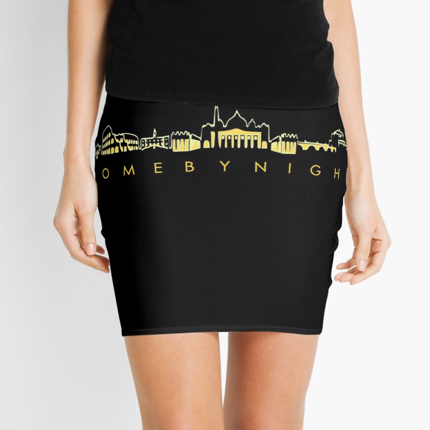 Rome By Night Panorama Roman City Silhouette Mini Skirt