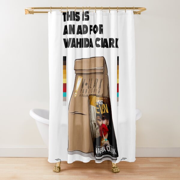 This is an ad for Wahida Clark Shower Curtain