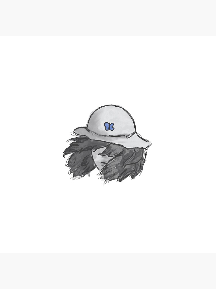 bucket hat with blue butterfly