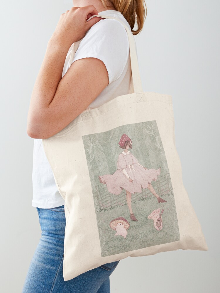 Thumbnail 1 of 5, Tote Bag, Dancing mushrooms designed and sold by Fairydrop.