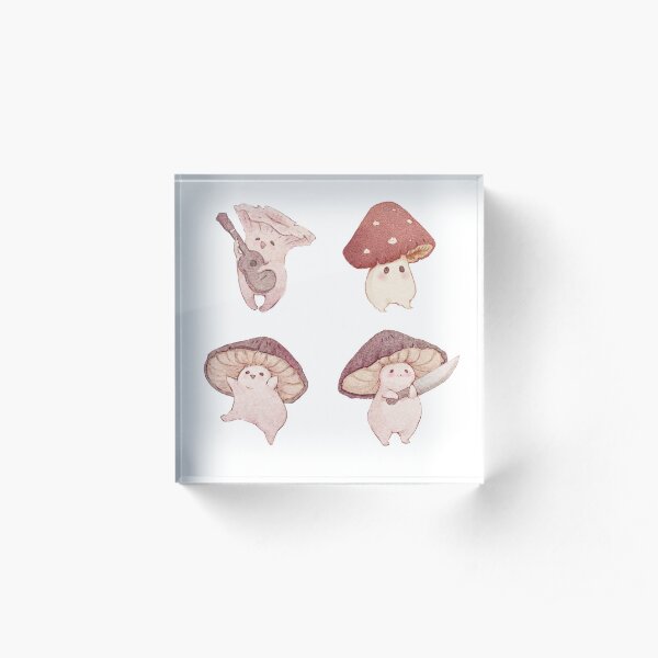 Four cute mushroom friends Acrylic Block