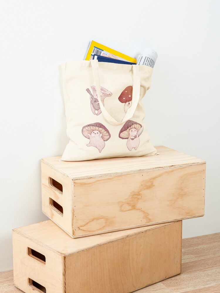 Alternate view of Four cute mushroom friends Tote Bag