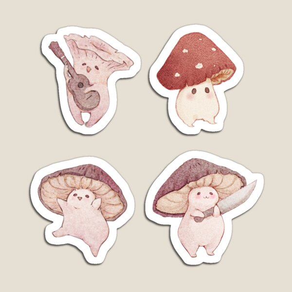 Four cute mushroom friends Magnet