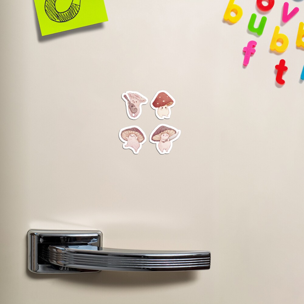 Four cute mushroom friends Magnet