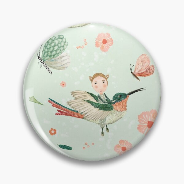 Item preview, Hummingbird flyer {mint} designed and sold by Katherine Quinn Illustration.