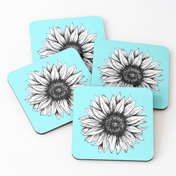 Item preview, Black and White Sunflower (aqua background) designed and sold by LiciaMarie.