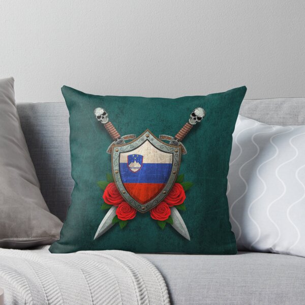 Item preview, Slovenian Flag on a Worn Shield and Crossed Swords designed and sold by JeffBartels.