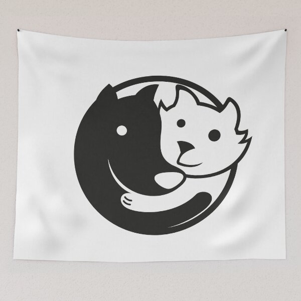 Item preview, Icon or emblem representing dog and cat embracing in balance and harmony, remembering the Yin-yang. Ideal for promotional and institutional matters designed and sold by LucianoCosmo.