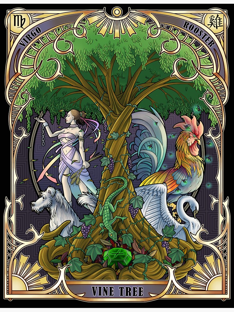 "Zodiac Trifecta Virgo Vine Rooster" Sticker for Sale by ItoSaithWebb