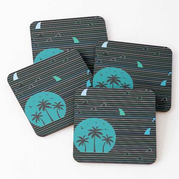 Item preview, Abstract Retro Surfing Surfer Surf Shark Wave Beach Sunset designed and sold by merchzy.