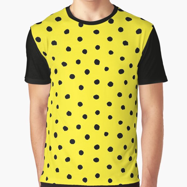 yellow top with black polka dots