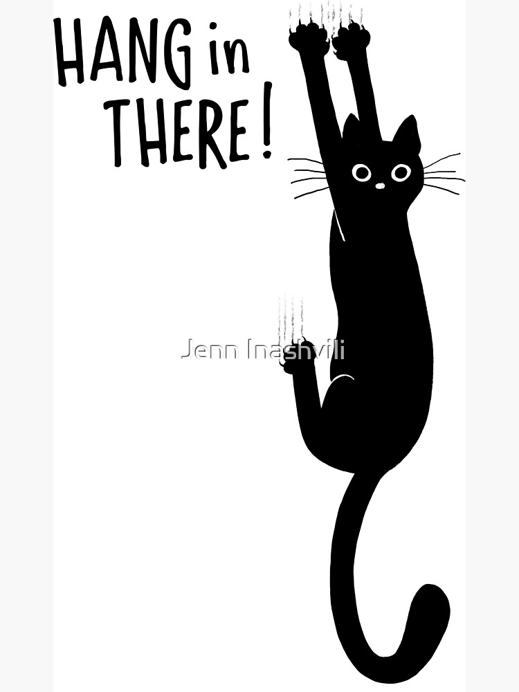 Thumbnail 3 von 3, Magnet, Lustige schwarze Katze hängt an - Bleib dran! Humorvolle Katze designt und verkauft von ShortCoffee.