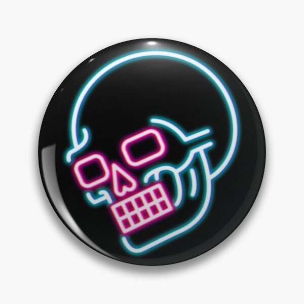 Salty-Dog American Traditional Cyberpunk Neon Skull Pin