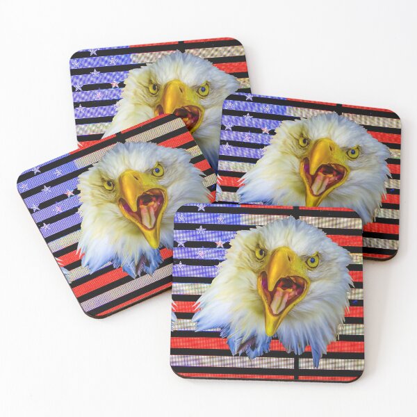 Item preview, Double Screaming Bald Eagle heads on Stars and Stripes designed and sold by Dalyndigital Photography.