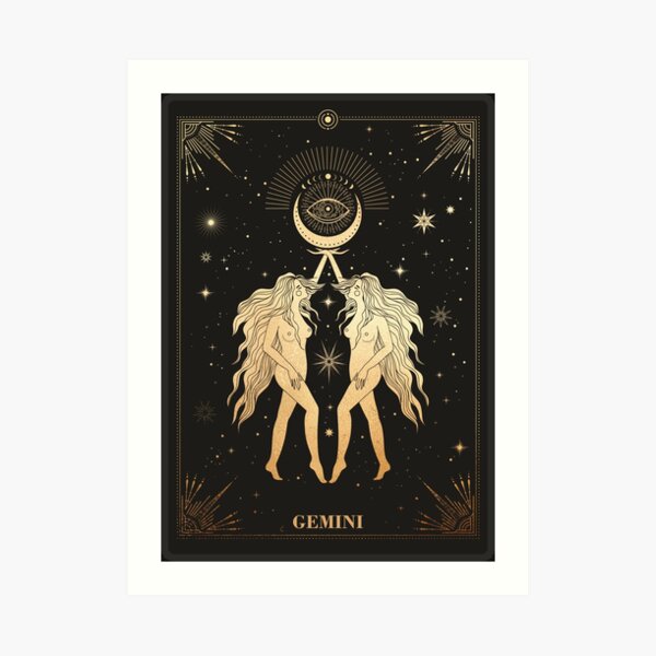 Gemini Zodiac Sign Golden Art Print