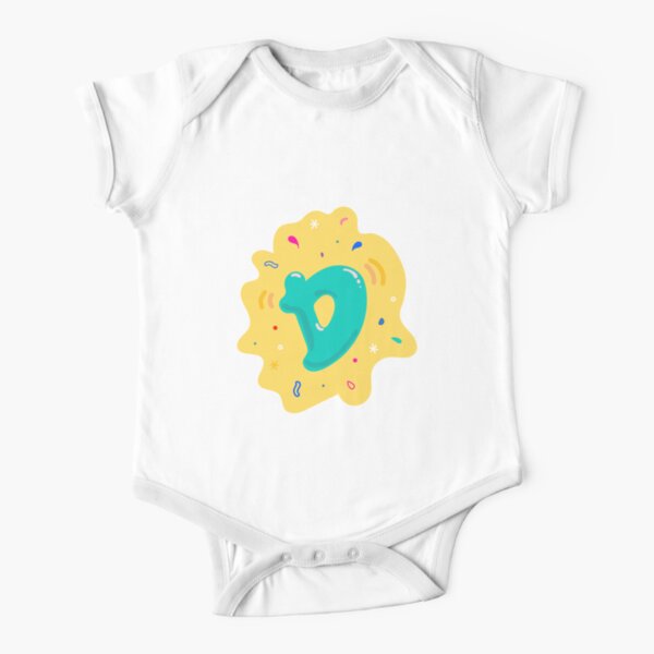 Colourful Letter D Short Sleeve Baby One-Piece