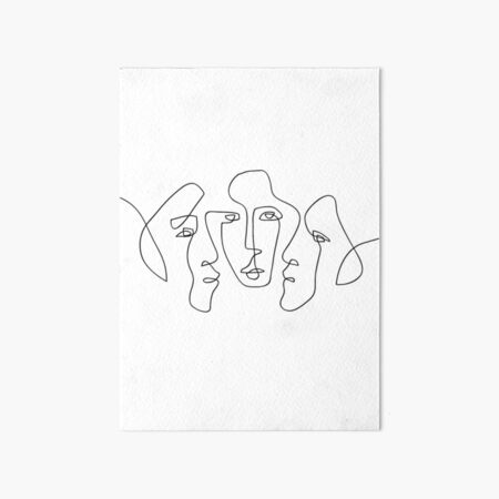 3 Faces - One Line Art Art Board Print