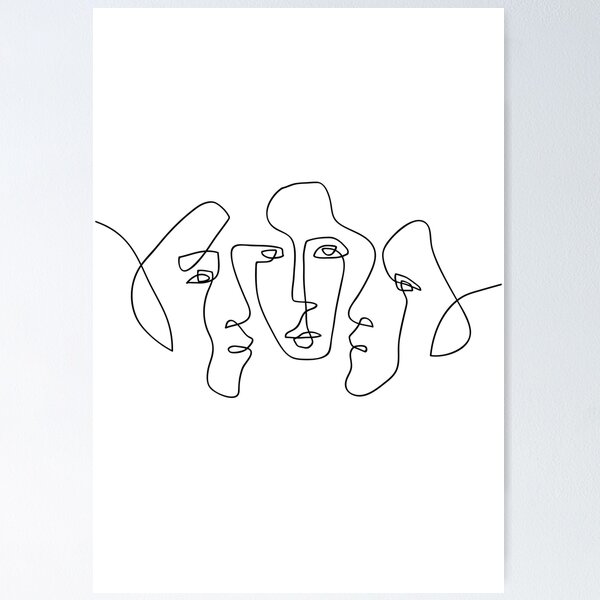 Item preview, 3 Faces - One Line Art designed and sold by TheRedFinch.