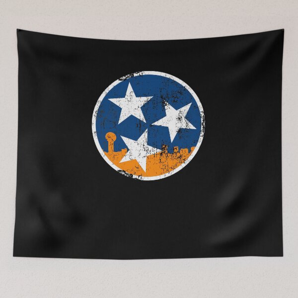 Item preview, Tennessee State Flag Blue White Distressed Orange Knoxville Skyline Design Vintage Tennessee Gifts designed and sold by TNDesignStudio.