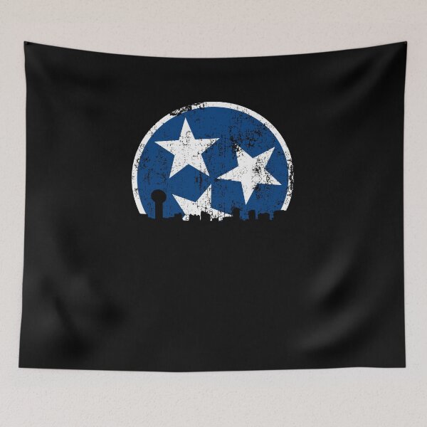 Aperçu de l'œuvre Tennessee State Flag Blue White Distressed Knoxville Skyline Design Vintage Tennessee Gifts créée et vendue par TNDesignStudio.
