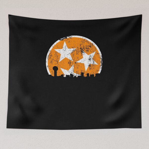 Item preview, Tennessee State Flag Orange White Distressed Knoxville Skyline Design Vintage Tennessee Gifts designed and sold by TNDesignStudio.