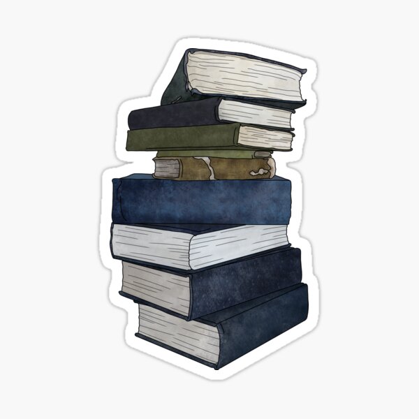 Old books stack Sticker for Sale by LeighsDesigns