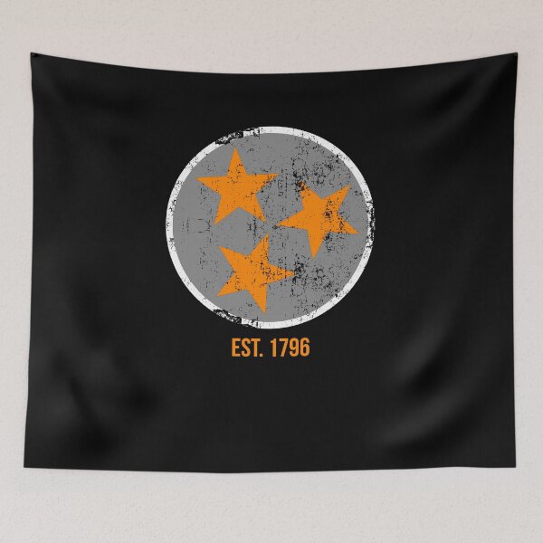 Item preview, Tennessee State Flag Est. 1796 Gray Orange & White Distressed Design designed and sold by TNDesignStudio.