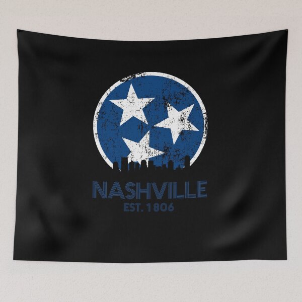 Item preview, Nashville Est. 1806 Retro Nashville Skyline Gift Blue & White TN State Flag Design designed and sold by TNDesignStudio.
