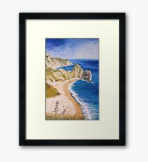 Durdle Door - Clifftop Flowers Framed Print